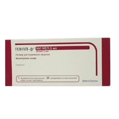 ГОНАЛ-Ф® розчин для ін'єкцій по 900 МО (66 мкг)/1,5 мл; по 1,5 мл у картриджі з пробкою-поршнем та рифленою кришечкою, вміщеному у ручку для введення